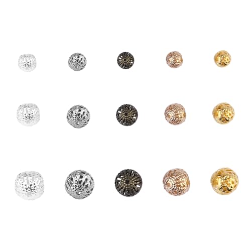 SAFIGLE Eisen Perlen mit Hohlmuster DIY Schmuck Zubehör für Armbänder Halsketten Basteln Bunte Metallperlen für Individuelle Schmuckherstellung von SAFIGLE