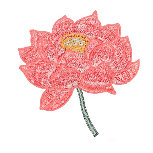 SAFIGLE Ethnischer Lotus Aufnäher Stickerei Patch Robuster Stoffapplikation Rot zum Aufnähen und Dekorieren von Kleidung Taschen Hüten DIY Handarbeiten und Reparaturen Geeignet von SAFIGLE