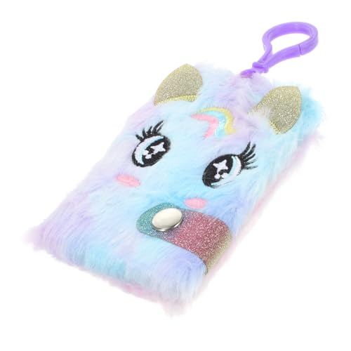 SAFIGLE Fluffy Einhorn Notizbuch mit Anhänger Tragbares Mini Tagebuch für Schüler Kuscheliges Niedliches Hanging Diary Batikdesign Geschenk für Schule und Alltag von SAFIGLE