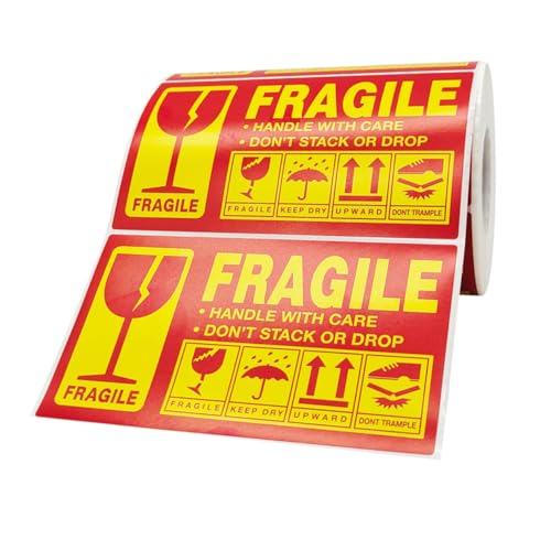SAFIGLE Fragile Warning Aufkleber Handle With Care Label Selbstklebend Versandetiketten für Kartons Pakete Vielseitig Haftend Robust Langlebig SAFIGLE Fragile Warning Aufkleber Handle With Care Label Selbstklebend Versandetiketten für Kartons Pakete Vielseitig Haftend Robust Langlebig von SAFIGLE