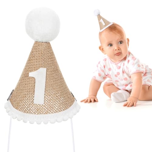 SAFIGLE Geburtstagshut Aus Leinen FüR Kinder: Partyhut 1 Geburtstag Kegelhut Mit Pom-Topper FüR Den Ersten Geburtstag Perfekte PartyhüTe FüR Jungen Und MäDchen SAFIGLE Geburtstagshut Aus Leinen FüR Kinder: Partyhut 1 Geburtstag Kegelhut Mit Pom-Topper FüR Den Ersten Geburtstag Perfekte PartyhüTe FüR Jungen Und MäDchen von SAFIGLE