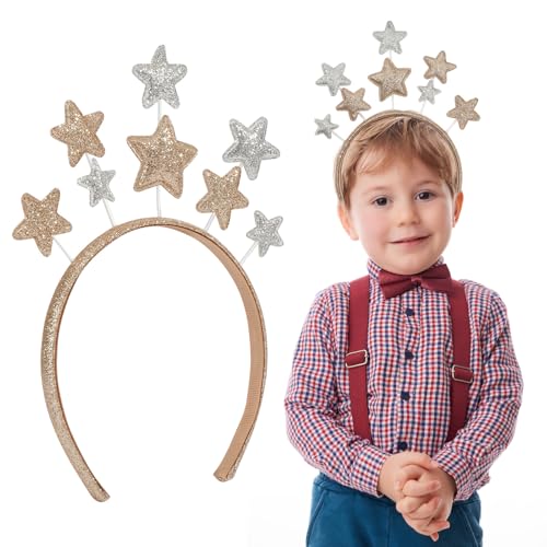 SAFIGLE Glitzerndes Sternen-stirnband: Haarschmuck für Weihnachtsfeiern für Kinder, Mehrfarbiges Pentagramm-stirnband für Feiertagsfeiern von SAFIGLE