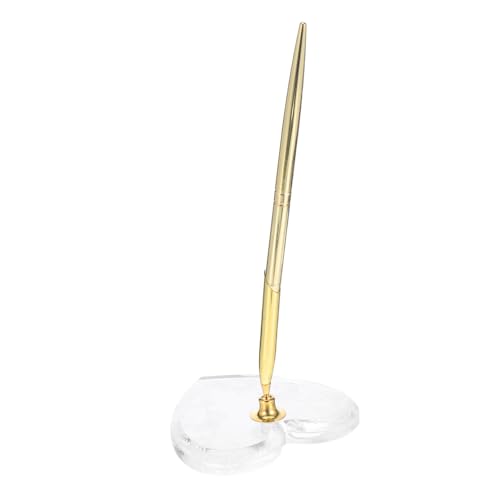 SAFIGLE Goldfarbener Kugelschreiber mit Herz-stifthalter Eleganter Unterschriftsstift für Hochzeit Jubiläum Abschlussfeier Vielseitiger Schreibtisch-kugelschreiber für Gäste und Empfang von SAFIGLE