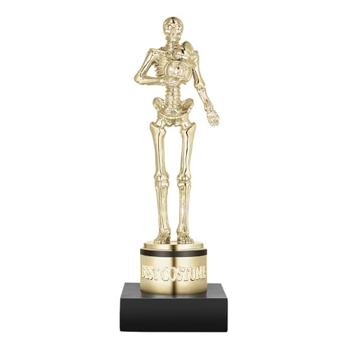 SAFIGLE Halloween-skelett-kürbis-trophäe, Goldener Harzpreis für Das Beste Kostüm, Halloween-wettbewerbstrophäe, 2,75 X 2,75 X 8,66 Zoll von SAFIGLE