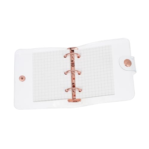SAFIGLE Mini Notizbuch Ringbuch Rosegold mit Blättern und Aufbewahrungstaschen Kleines Taschen Scrapbook für Tagebuch Wochenplan und Notizen Leicht Tragbar für Schule und Büro von SAFIGLE