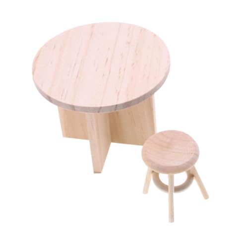 SAFIGLE Miniatur Möbel aus Massivholz Runder Tisch und Hocker Elegantes Design Platzsparend Modellmöbel Zubehör für Puppenhaus und Kleine Räume SAFIGLE Miniatur Möbel aus Massivholz Runder Tisch und Hocker Elegantes Design Platzsparend Modellmöbel Zubehör für Puppenhaus und Kleine Räume von SAFIGLE
