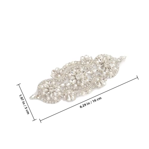 SAFIGLE Rhinestone und Perlen Applikation für Brautgürtel Selbstklebend Hochwertiger Strassbesatz für Brautkleider Partys und DIY mode Eleganter Schmuckpatch für Individuelle Designs von SAFIGLE