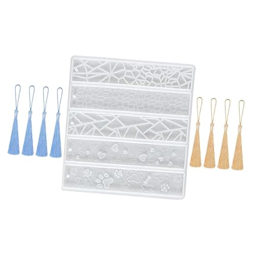 SAFIGLE Silikonform Epoxidharz Lesezeichen Fächern und Bunten Quasten DIY Basteln Langlebige Silikonform für Individuelle Buchzeichen Geeignet für Kreative Handwerksprojekte von SAFIGLE