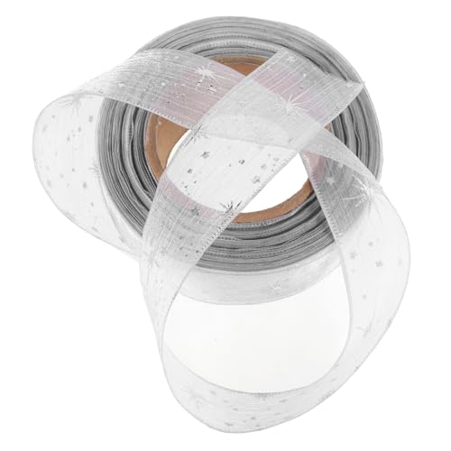 SAFIGLE Sterngarn-Verpackungsband Kuchen Schleife Fee Eisstockschießen geschenkband dekoration Tüllband schwarzes Glitzerband schwarzes Drahtband Halloween-Band verdrahtet Nylon Weiß von SAFIGLE