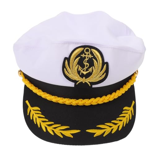 SAFIGLE Verstellbare Kapitänsmütze Weiß Stil Atmungsaktiv Retro Sailor Bootsmütze Sommer Yacht Party Zubehör für Damen Herren von SAFIGLE