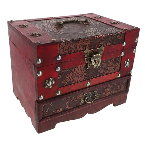 SAFIGLE Vintage-schmuckschatulle Aus Holz Mit Schloss, Retro-aufbewahrungsbox Für Den Schreibtisch, Für Schmuckstücke, Dekorative Andenkenbox Für Die Inneneinrichtung SAFIGLE Vintage-schmuckschatulle Aus Holz Mit Schloss, Retro-aufbewahrungsbox Für Den Schreibtisch, Für Schmuckstücke, Dekorative Andenkenbox Für Die Inneneinrichtung von SAFIGLE