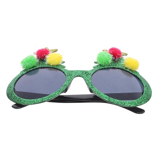 SAFIGLE Weihnachtsbaum Kostümbrille mit Glitzer und Pompons Bunte Party Eyewear für Festliche Weihnachts Silvesterfeiern Leichte Komfortable Weihnachtsdeko Brille für Erwachsene von SAFIGLE