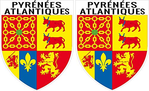 2 x Wappen Pyrénées Atlantiques Aufkleber, 4 x 5 cm, Departement 64 Aufkleber, Sticker 2 x Wappen Pyrénées Atlantiques Aufkleber, 4 x 5 cm, Departement 64 Aufkleber, Sticker von SAFIRMES