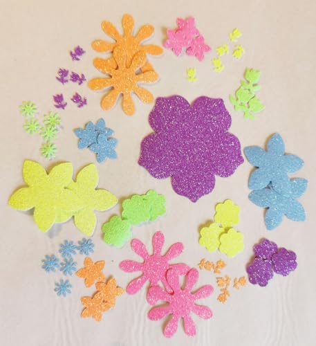 50 Neon-Blumen Hotfix Glitter 1 bis 4 cm zum Aufbügeln 50 Neon-Blumen Hotfix Glitter 1 bis 4 cm zum Aufbügeln von SAFIRMES