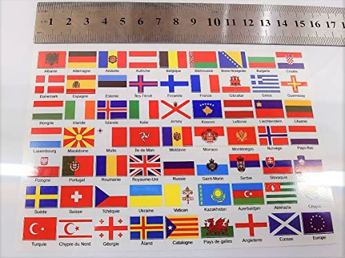 63 Aufkleber Europa, verschiedene Flaggen von Ländern und Territorien Europa, mehrfarbig 63 Aufkleber Europa, verschiedene Flaggen von Ländern und Territorien Europa, mehrfarbig von SAFIRMES