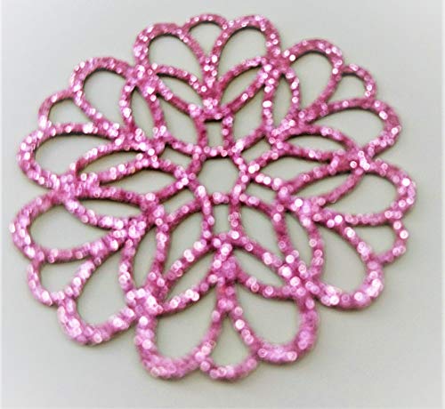 Rosette Farbe Rosa Pink 4 cm zum Aufbügeln Glitter Hotfix von SAFIRMES