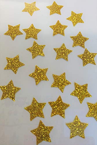 SAFIRMES 20 Sterne Hotfix Aufnäher Bügelbild Aufbügler Glitter Gold 15 mm Bling Effekt SAFIRMES 20 Sterne Hotfix Aufnäher Bügelbild Aufbügler Glitter Gold 15 mm Bling Effekt von SAFIRMES