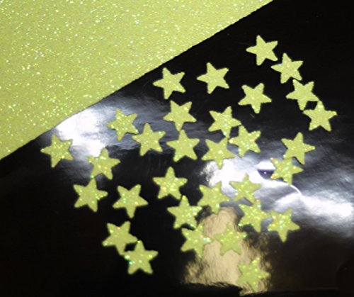 SAFIRMES 30 Sterne leuchtend gelb 1 cm Flex zum Aufbügeln Glitter Yellow Neon von SAFIRMES