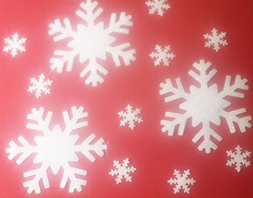 Schneeflocke Schnee weiß zum Aufbügeln Hotfix Glitter Bling DIY 3 x 6 cm + 10 x 1.6 cm von SAFIRMES