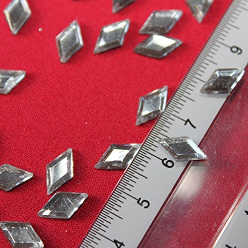Strasssteine in Form von Rauten, 5 x 10 mm, Glas, heißklebend, 70 Stück, Farbe: Kristall, glitzernd von SAFIRMES