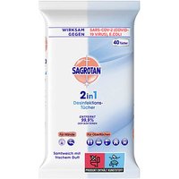 SAGROTAN® Desinfektionstücher 2in1 1-lagig weiß, 40 Tücher von SAGROTAN®