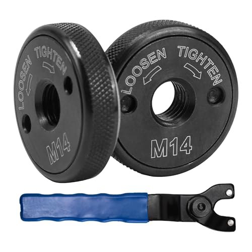 2 Stück M14 Schnellspannmutter Quick-Spannmutter Angle Grinder Flange Nut mit verstellbarem Winkelschleiferschlüssel für alle Winkelschleifer von Metabo, Makita, AEG,Dewalt, Flex, Hitachi etc(Schwarz) 2 Stück M14 Schnellspannmutter Quick-Spannmutter Angle Grinder Flange Nut mit verstellbarem Winkelschleiferschlüssel für alle Winkelschleifer von Metabo, Makita, AEG,Dewalt, Flex, Hitachi etc(Schwarz) von SAIBOO