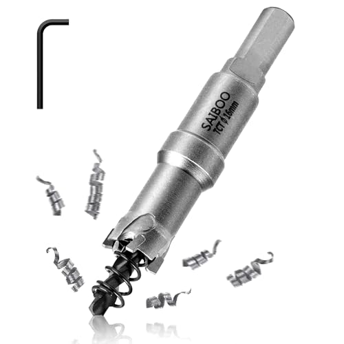 SAIBOO Lochsäge Hartmetall-Bohrer, TCT-Metall Lochsäge Bohrer TCT-Bohrer-Lochsägen mit Zentrierbohrer für Löchern in Edelstahl, Baustahl, Legierung, Eisen, Aluminium, Kupfer, Messing (16 mm) von SAIBOO