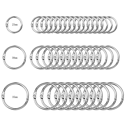 100 Stück Buchbinderinge Binder Ringe Buchringe 25 mm/30 mm/35 mm Bindering Bücherringe O Ringe Metal Heftringe Buchbinderinge Loseblatt Verbinder Duschvorhang Ringe Schlüsselringe für Scrapbook von SAIJIAN