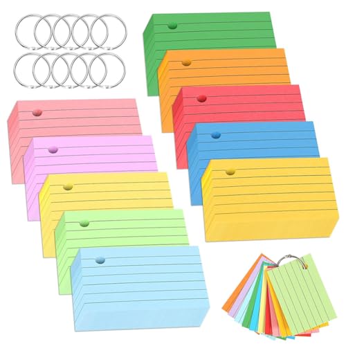 1000 Stück Karteikarten A8 mit Ring Vokabelkarten Lernkarten Flash Cards 150g/m² karteikarten Bunt mit 10 Binderinge für Schulsachen Büro Zuhause Lernen Notizen 10 Farben 1000 Stück Karteikarten A8 mit Ring Vokabelkarten Lernkarten Flash Cards 150g/m² karteikarten Bunt mit 10 Binderinge für Schulsachen Büro Zuhause Lernen Notizen 10 Farben von SAIJIAN