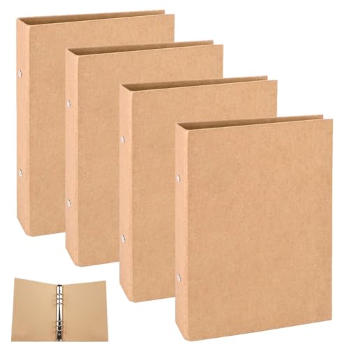 SAIJIAN 4 Stück Ringbuch A5 Nachfüllbar Nachfüllpapier 6 Löcher Ringordner A5 Einband Kraftpapier für Füllpapier Notebook Schulbüro Schreibwarenbedarf von SAIJIAN