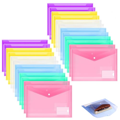 24 Stück Dokumentenmappe A4 Dokumententasche Transparent mit Druckknopf und Tasche mit Visitenkarte Farbe Dokumententasche Wasserdicht Kunststoff Organizer Tasche für Dateispeicherung 24 Stück Dokumentenmappe A4 Dokumententasche Transparent mit Druckknopf und Tasche mit Visitenkarte Farbe Dokumententasche Wasserdicht Kunststoff Organizer Tasche für Dateispeicherung von SAIJIAN