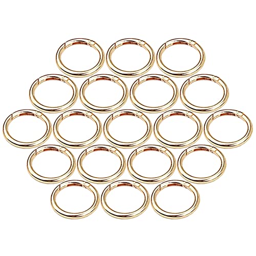20 Stück Runde Karabiner 28mm Runde Karabinerhaken Ring Karabiner Gold Zinklegierung Runde Snap Ring Sprung Ringe für Bastelarbeiten und Taschenzubehör von SAIJIAN