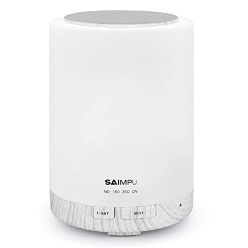 Aroma Diffuser, 300ML Leiser Ultraschall Luftbefeuchter DuftöL Diffuser, Wasserlose Abschaltautomatik, mit 7 Farben LED, BPA-Free Aromatherapie Düfte Humidifier für Raum,Büro,Yoga,Spa,usw von SAIMPU