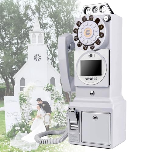 SAIYERUS 1080p HD Video & Audio Gästebuch Hochzeitstelefon Gästebuch, Kreative Party-Gästebuch-Dekorationen Retro-Telefon, für eine Vielzahl von unvergesslichen Party-Anlässen Bless Record,White-64G von SAIYERUS