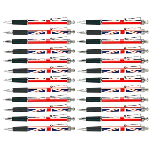 SAJAK Kugelschreiber mit Union-Jack-Flagge, ausziehbar, 24 Stück, patriotisches Erinnerungsgeschenk für Schule, Büro und Partydekoration SAJAK Kugelschreiber mit Union-Jack-Flagge, ausziehbar, 24 Stück, patriotisches Erinnerungsgeschenk für Schule, Büro und Partydekoration von SAJAK