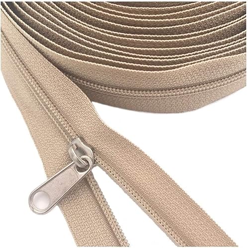 Reißverschluss, Reißverschlussschieber, 3# Nylon-Spulenreißverschlüsse mit Reißverschlussschiebern, beige Reißverschlüsse for Heimwerker, Basteln, Nähen von Kleidungsstücken(3 Meter(3.2 yard)) von SAJMAKUWLA