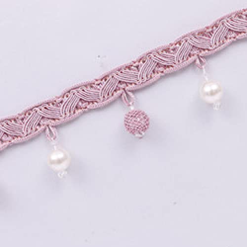SAJMAKUWLA Quastenfransenbesatz, 12 Yards Perlen Quaste Fransen Spitzenband DIY Vorhang Nähen Trim Sofa Tisch Lampenschirme Dekorative Accessoires(Pink) von SAJMAKUWLA