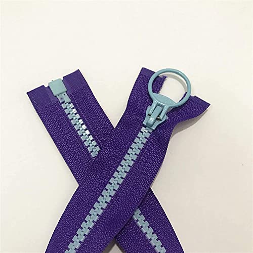 SAJMAKUWLA Reißverschluss, Reißverschlussschieber, 1 Stück Hit Color Openings 5# Harz-Reißverschlussring,(Dark Purple,30CM) von SAJMAKUWLA