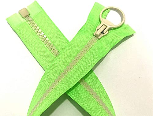 SAJMAKUWLA Reißverschluss, Reißverschlussschieber, 1 Stück Hit Color Openings 5# Harz-Reißverschlussring,(Fluorescent Green,40CM) von SAJMAKUWLA