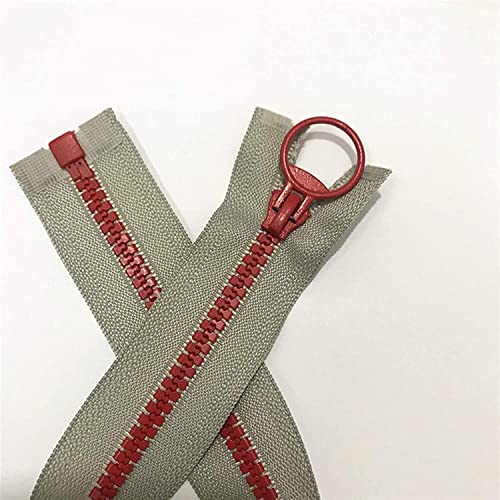 SAJMAKUWLA Reißverschluss, Reißverschlussschieber, 1 Stück Hit Color Openings 5# Harz-Reißverschlussring,(Grey,30CM) von SAJMAKUWLA