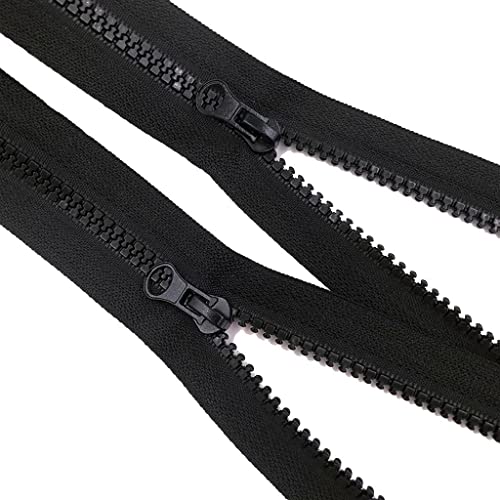 SAJMAKUWLA Reißverschluss, Reißverschlussschieber, 5# Kunststoff-Harz-Reißverschluss mit Reißverschlusszügen, 60–80 cm, Schwarze offene Reißverschlüsse for Jacken und Mäntel for Nähen von Ac(60cm) von SAJMAKUWLA