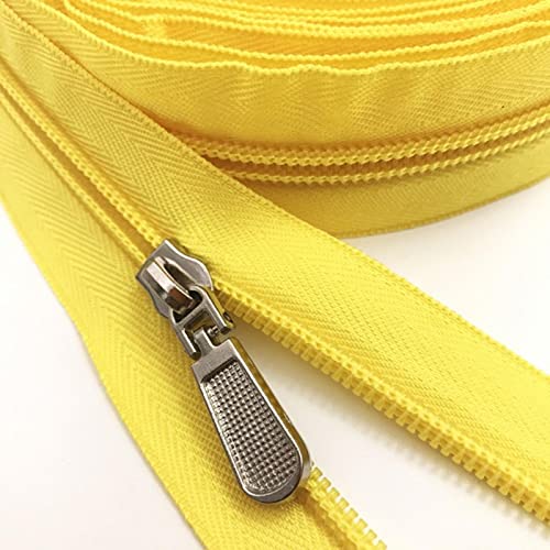 SAJMAKUWLA Reißverschluss, Reißverschlussschieber, Spiralreißverschlüsse, 10 Meter Lange Nylon-Spiralreißverschlüsse mit 20 Reißverschlusszügen(110 Lemon Yellow) von SAJMAKUWLA