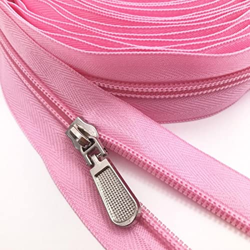 SAJMAKUWLA Reißverschluss, Reißverschlussschieber, Spiralreißverschlüsse, 10 Meter Lange Nylon-Spiralreißverschlüsse mit 20 Reißverschlusszügen(134 Pink) von SAJMAKUWLA