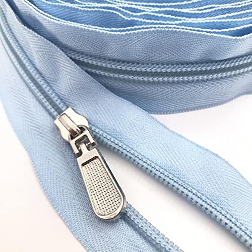 SAJMAKUWLA Reißverschluss, Reißverschlussschieber, Spiralreißverschlüsse, 10 Meter Lange Nylon-Spiralreißverschlüsse mit 20 Reißverschlusszügen(183 Candy Blue) von SAJMAKUWLA