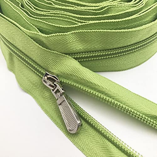 SAJMAKUWLA Reißverschluss, Reißverschlussschieber, Spiralreißverschlüsse, 10 Meter Lange Nylon-Spiralreißverschlüsse mit 20 Reißverschlusszügen(233 Fresh Green) von SAJMAKUWLA