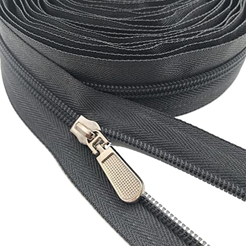 SAJMAKUWLA Reißverschluss, Reißverschlussschieber, Spiralreißverschlüsse, 10 Meter Lange Nylon-Spiralreißverschlüsse mit 20 Reißverschlusszügen(312 Dark Grey) von SAJMAKUWLA