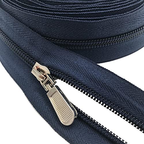 SAJMAKUWLA Reißverschluss, Reißverschlussschieber, Spiralreißverschlüsse, 10 Meter Lange Nylon-Spiralreißverschlüsse mit 20 Reißverschlusszügen(330 Dark Blue) von SAJMAKUWLA