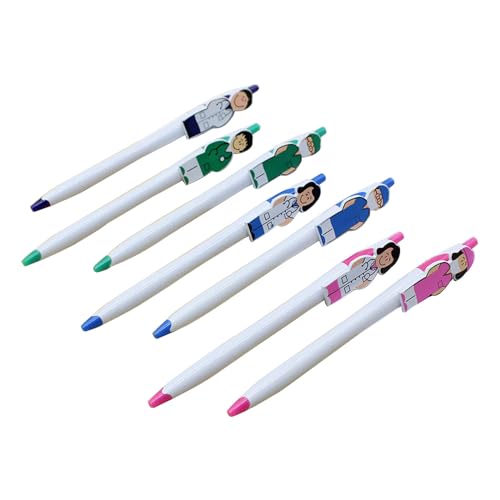 SAKEIOU 7 Stück einziehbarer Kugelschreiber, Arzt, Krankenschwester, Kugelschreiber, reibungsloses Schreiben, neuartige Schreibstifte für das Schulbüro im Krankenhaus von SAKEIOU