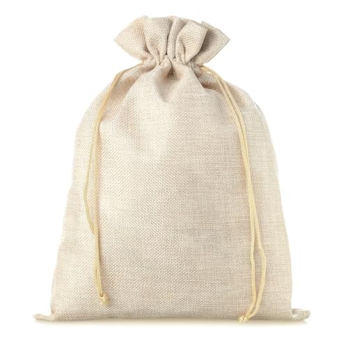 SAKETOS Jute Säckchen Jute Säckchen Jutesack Groß Stoffsäckchen mit Zugband Jute Beutel Mittelgroß Säckchen Stoffbeutel Jutesäckchen Geschenkbeutel Säckchen 1 Stück I 26 x 35 cm - Naturfarbe Hell von SAKETOS