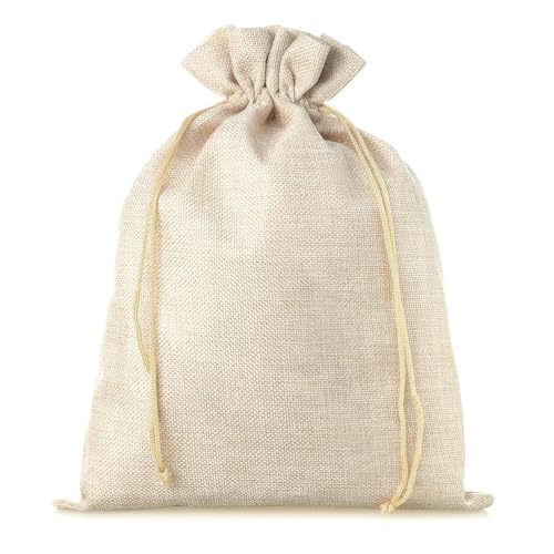 SAKETOS Jute Säckchen Jute Säckchen Jutesack Groß Stoffsäckchen mit Zugband Jute Beutel Mittelgroß Säckchen Stoffbeutel Jutesäckchen Geschenkbeutel Säckchen 1 Stück I 35 x 50 cm - Naturfarbe Hell von SAKETOS